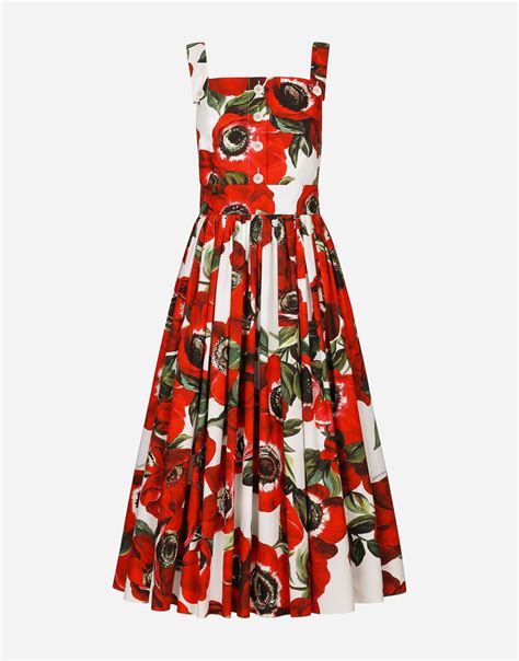 Cotton sun dress with anemone print 